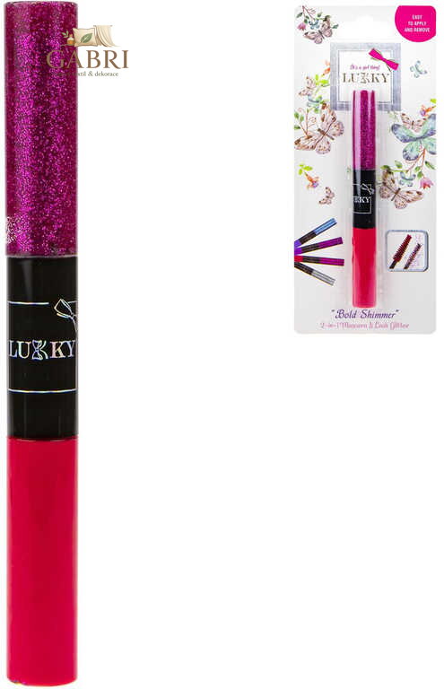 LUKKY Řasenka dětská 5ml se třpytkami na řasy 2v1 Červená na kartě