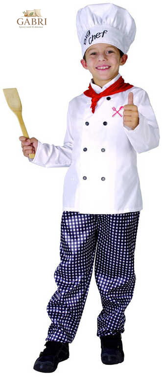 KARNEVAL Šaty Kuchař vel. M (120-130 cm) 5-9 let KOSTÝM