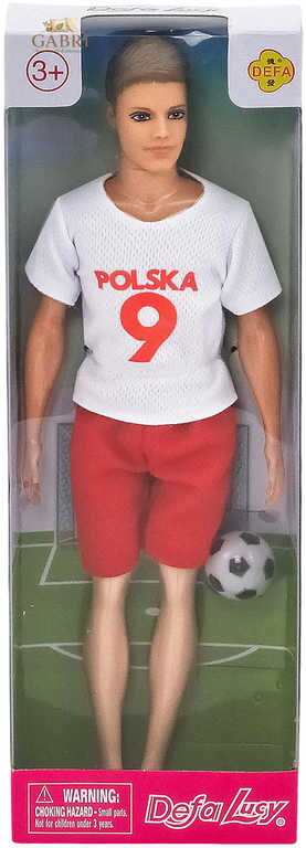 Panenka Defa Lucy panák fotbalista 30cm v dresu Polsko set hráč s míčem v krabičce