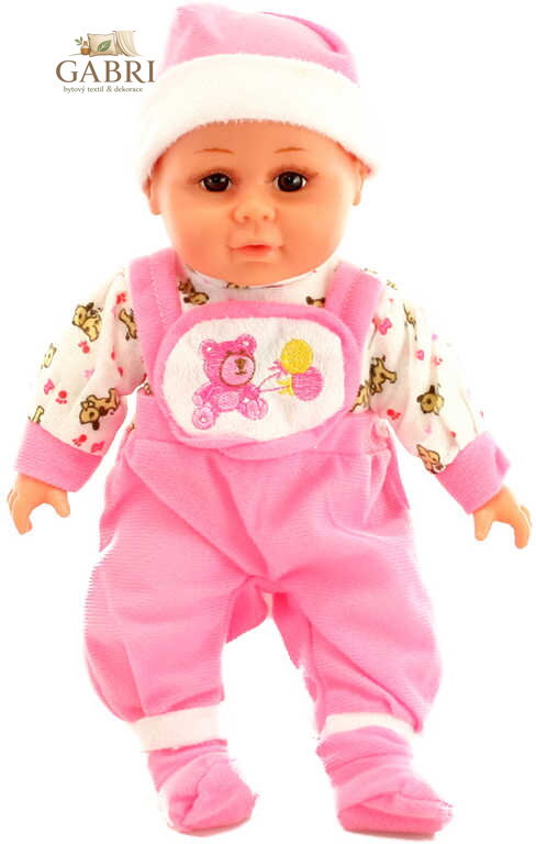Panenka miminko 30cm růžové dupačky měkké tělíčko na baterie Zvuk