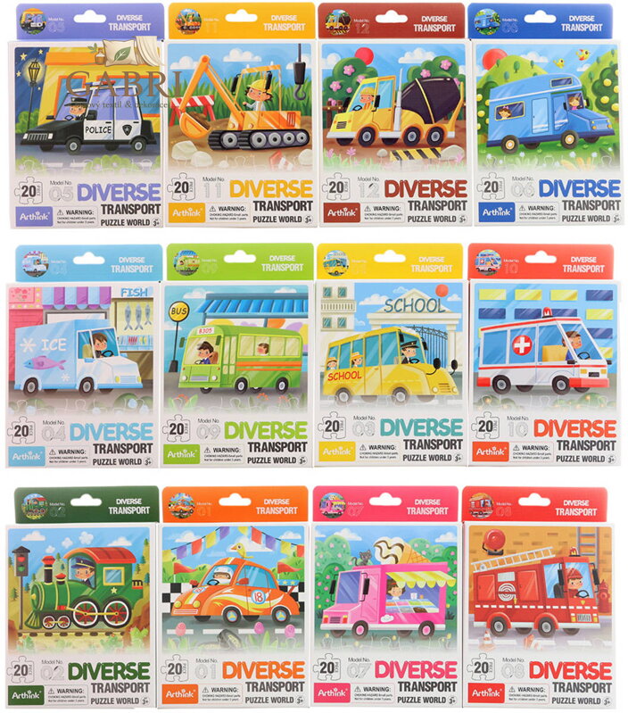 PUZZLE Doprava 20 dílků skládačka 12 druhů v krabičce