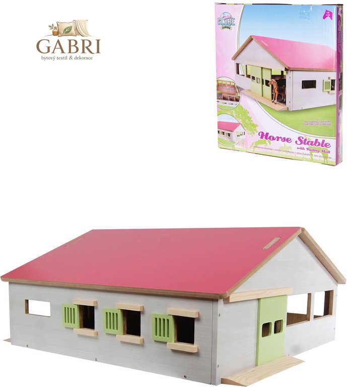 KIDS GLOBE Stáj pro koně 62x56cm DŘEVĚNÁ STAVEBNICE