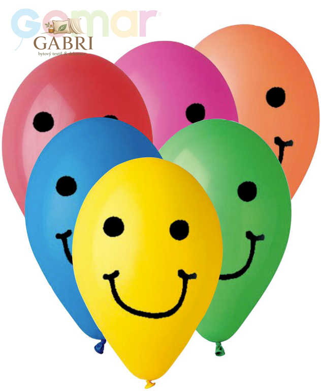 GEMAR Balónek nafukovací 26cm Pastelový potisk SMILE různé barvy 1ks