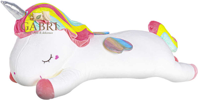 PLYŠ Baby jednorožec bílý 40cm ležící duhový *PLYŠOVÉ HRAČKY*