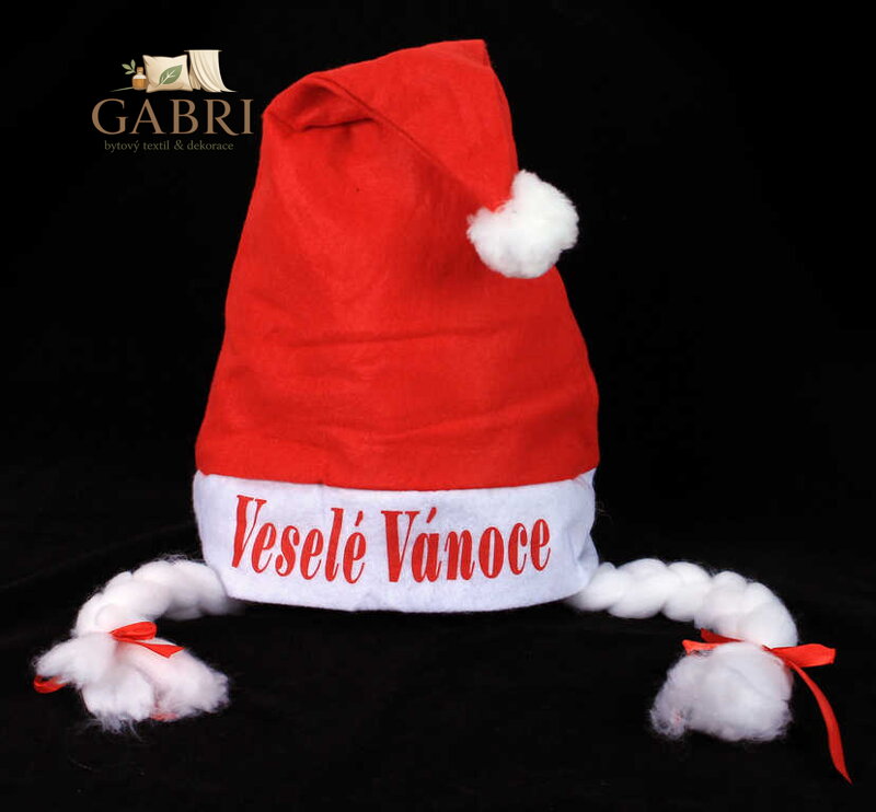 KARNEVAL Vánoční čepice s copy Veselé Vánoce *KARNEVALOVÝ DOPLNĚK*