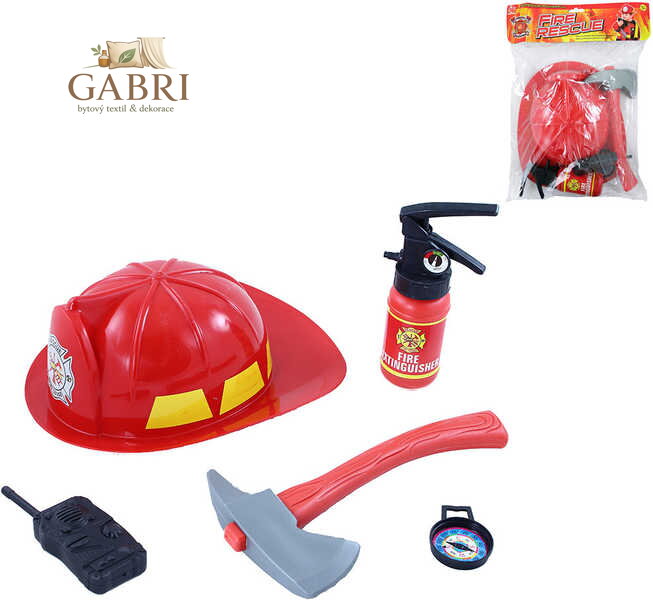 Hasičská dětská sada malý hasič s helmou a doplňky v sáčku plast