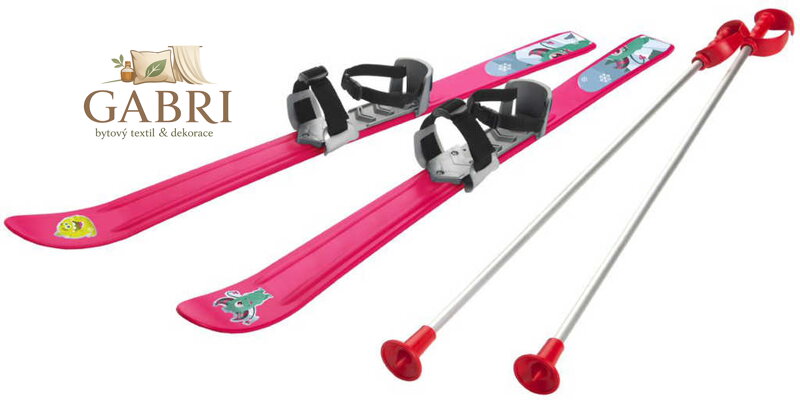 PLASTKON Lyže carvingové Baby Ski 90cm Růžové s vázáním a holemi