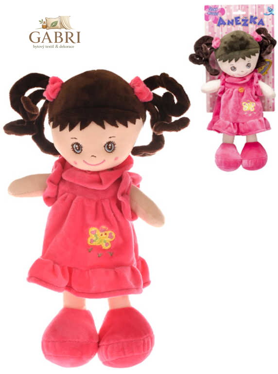 Baby panenka Anežka brunetka hadrová látková zpívá mluví textilní na baterie CZ Zvuk
