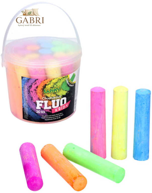 Křídy barevné chodníkové Fluo kulaté set 20ks v kyblíku
