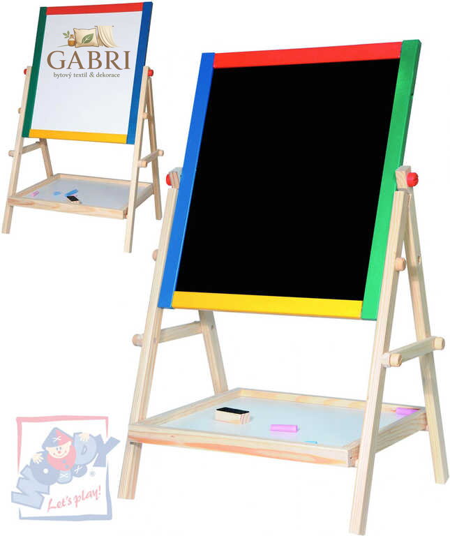 WOODY DŘEVO Tabule natur 65 cm s poličkou oboustranná *DŘEVĚNÉ HRAČKY*