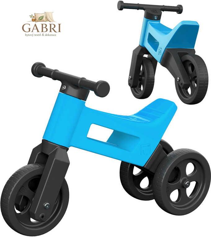Odrážedlo Funny Wheels 2v1 dětské odstrkovadlo tříkolka / 2 kola MODRÉ plast