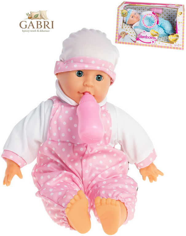 Baby panenka Bambolina Amore miminko set s lahvičkou s melodiemi na baterie Zvuk