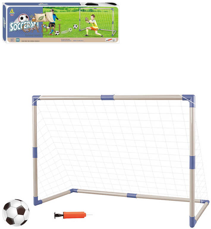 Branka fotbalová plastová 92x65x35cm set s kopacím míčem a pumpičkou