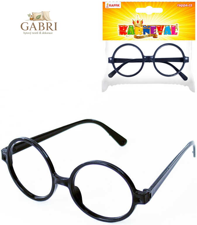 KARNEVAL Brýle čarodějnické kulaté černé *KARNEVALOVÝ DOPLNĚK*