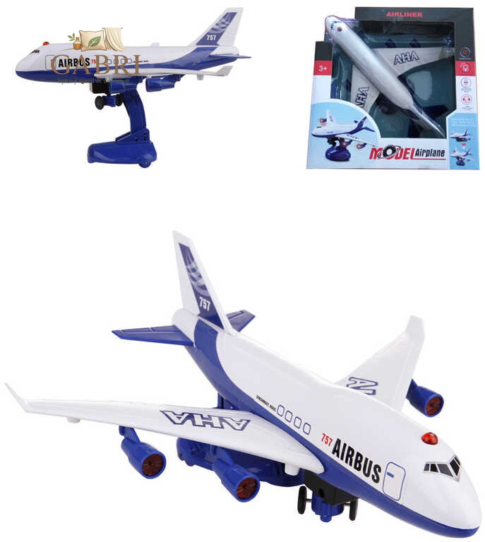 Letadlo Airbus 757 s funkcí simulovaného vzletu na baterie Světlo Zvuk plast