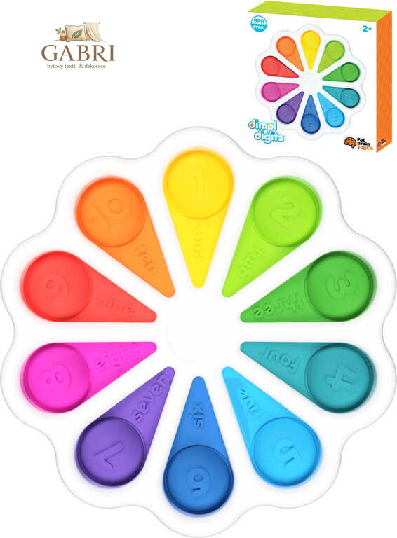 DIMPL Fat Brain polštářky mačkací bublinové čísla a barvy pro miminko silikon