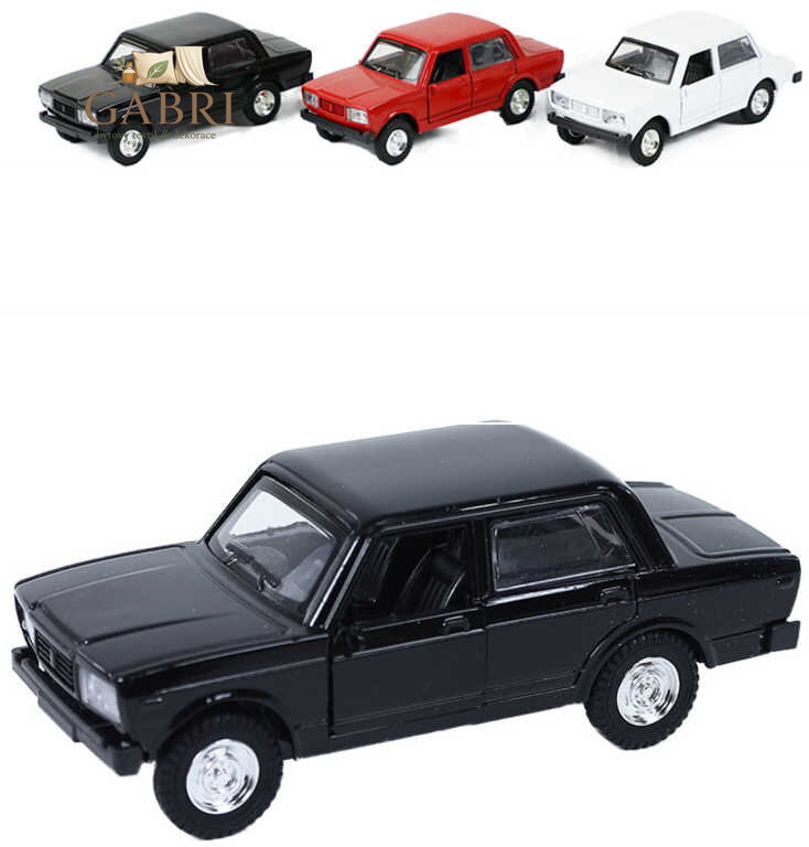 Auto Lada retro model 12cm zpětný chod na baterie Světlo Zvuk 3 barvy kov