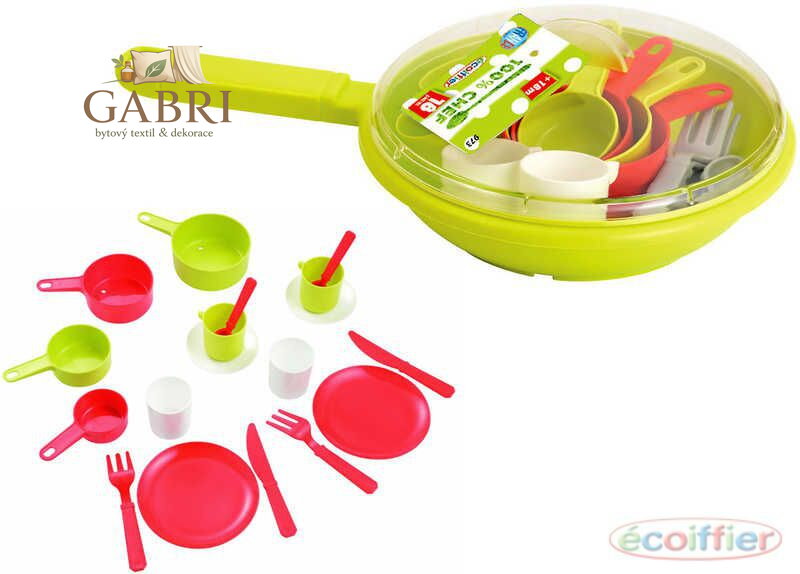 ECOIFFIER Dětská sada nádobí set kuchyňský pánev s doplňky PLAST