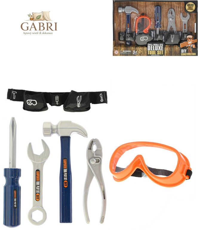 Nářadí dětský set s opaskem a ochrannými brýlemi 6ks plast