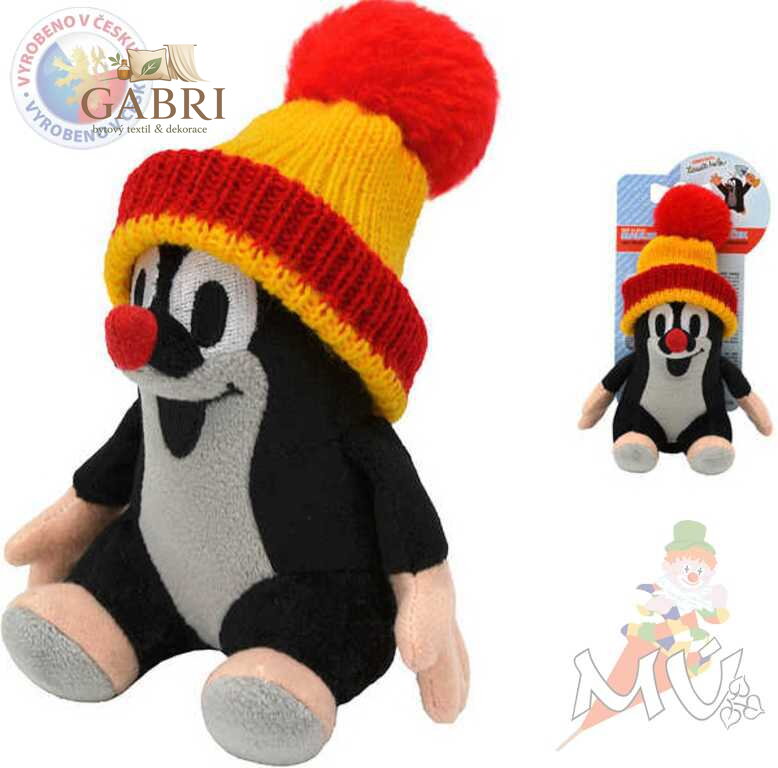 MORAVSKÁ ÚSTŘEDNA Krtek 12 cm sedící kulich červený *PLYŠOVÉ HRAČKY*