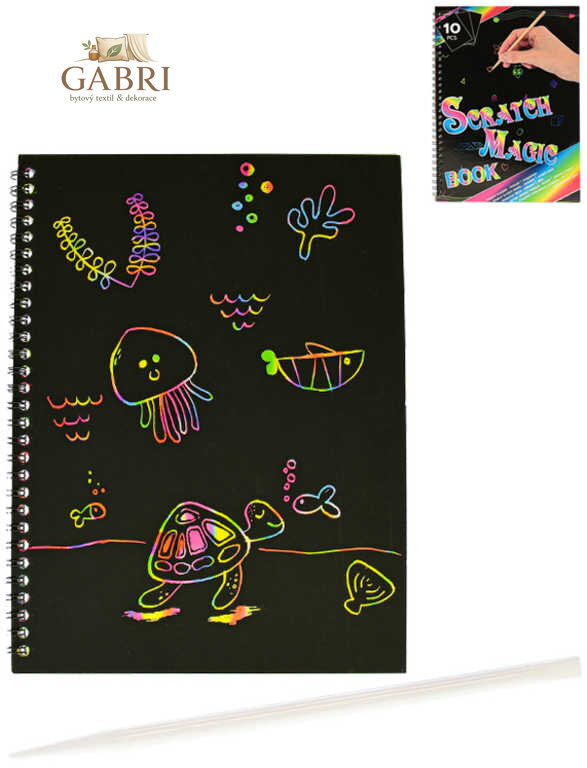 Notes magický duhový kreativní set se škrabacím perem 10 listů A4