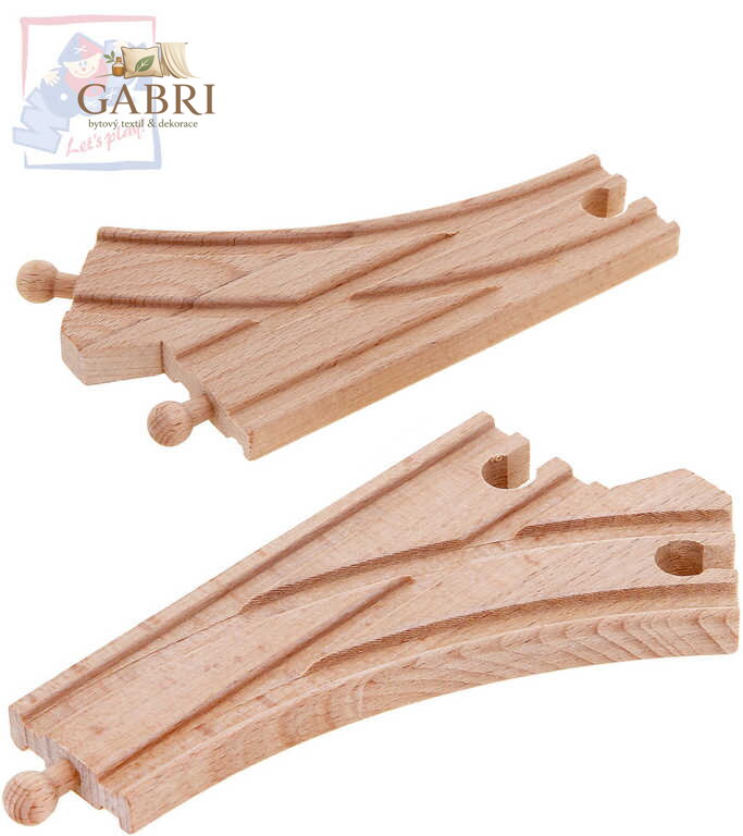 WOODY DŘEVO Výhybka -K- doplněk k vláčkodráze set 2ks *DŘEVĚNÉ HRAČKY*