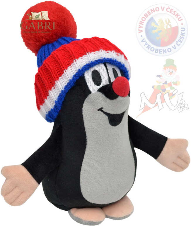 MORAVSKÁ ÚSTŘEDNA Krtek (Krteček) 20cm modrý kulich trikolora mluvící