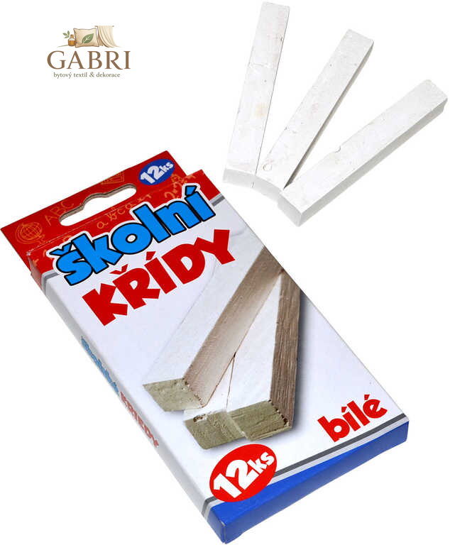 Křídy dětské bílé školní set 12ks hranaté 8cm v krabičce