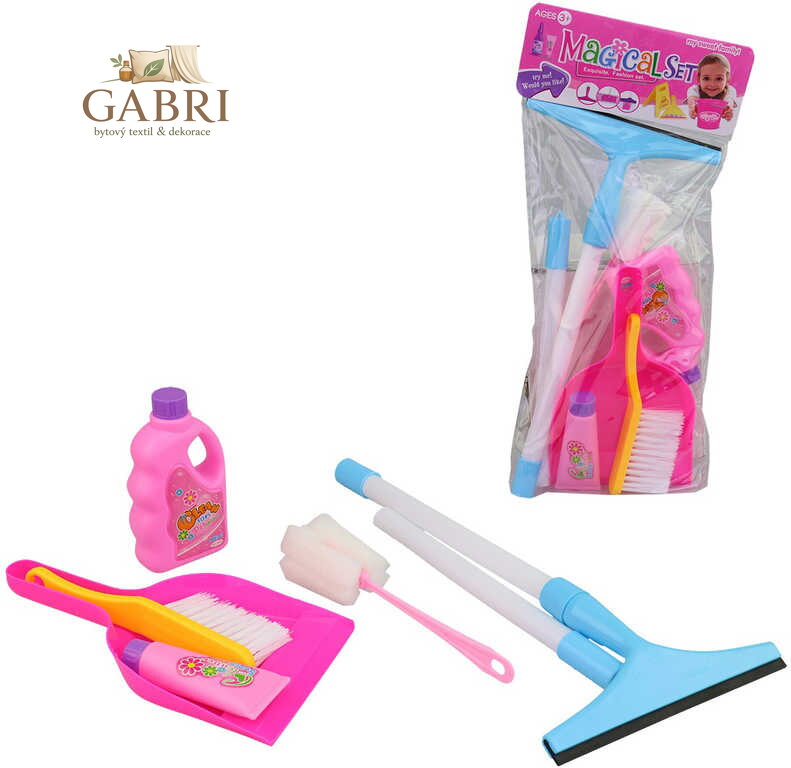 Úklidová sada se stěrkou na okna malá uklízečka 6ks v sáčku plast