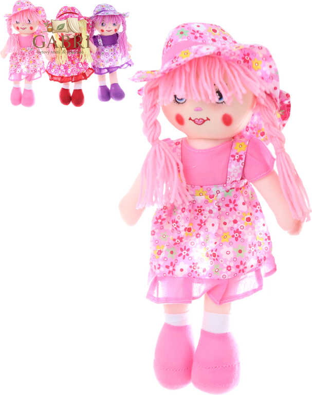 Panenka baby hadrová 35cm textilní holčička zpívá na baterie 3 barvy Zvuk