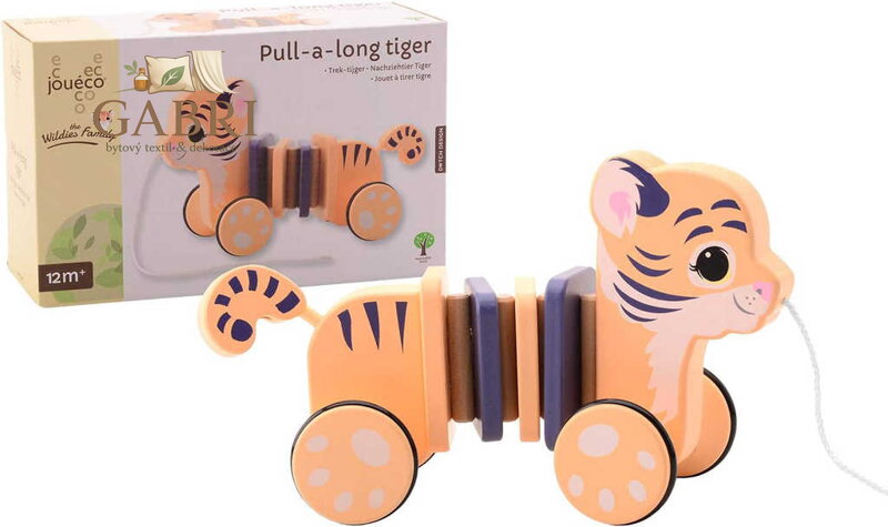 JOUECO DŘEVO Tygr tahací baby tahadlo na provázku *DŘEVĚNÉ HRAČKY*