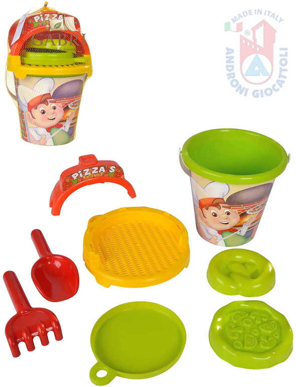 ANDRONI Pizza pískový set kyblík se sítkem a nástroji 7ks plast
