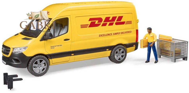 BRUDER 02670 Auto Mercedes-Benz Sprinter DHL set s řidičem a doplňky