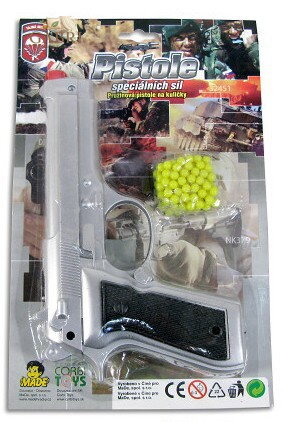 Pistole dětská kuličková na pružinu plastová