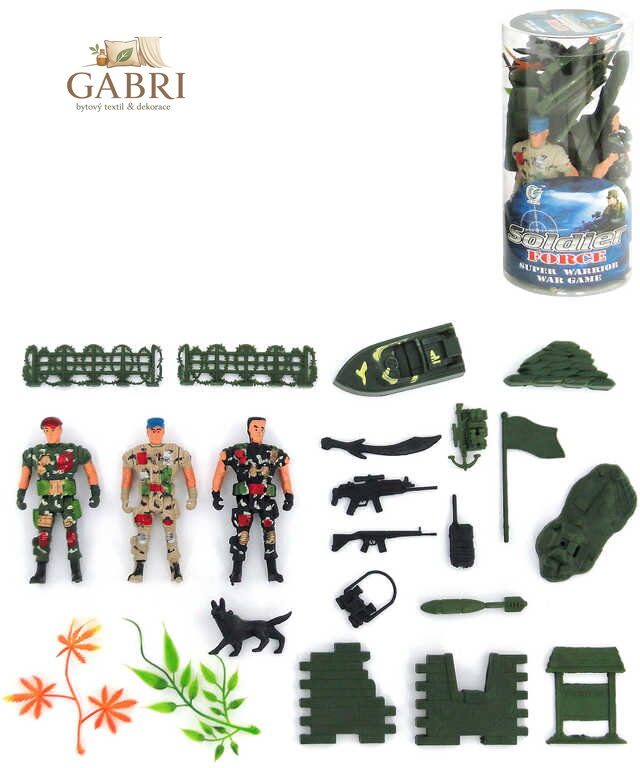 Vojáci army herní set 3 plastové figurky vojenské se zbraněmi a doplňky v tubě plast