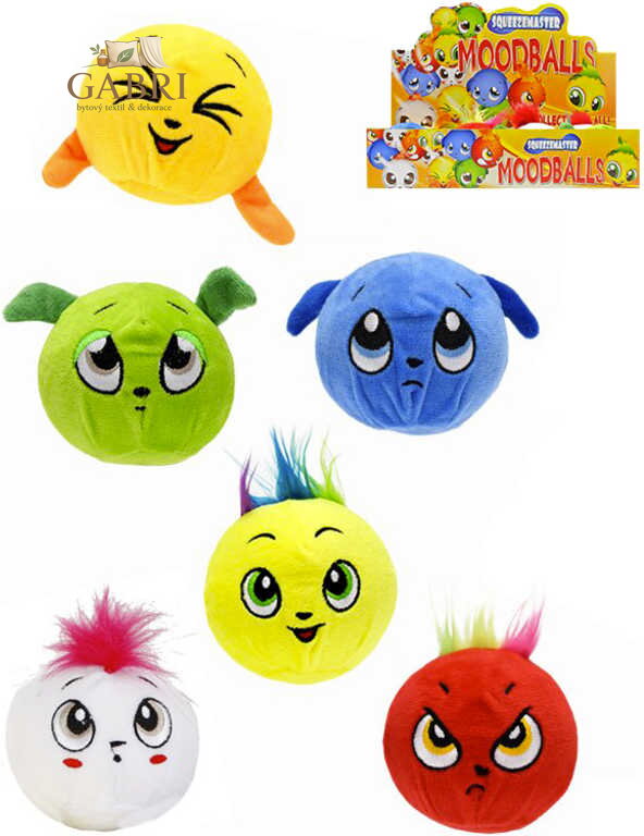 PLYŠ Baby míček měkký strečový 10cm veselý s obličejem 6 druhů pro miminko