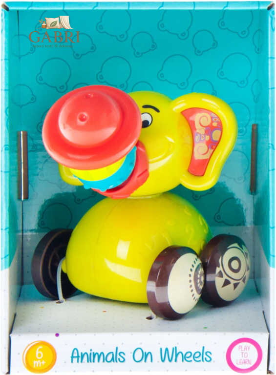 BAM BAM Baby slon 11cm zvířátko na kolečkách pro miminko plast