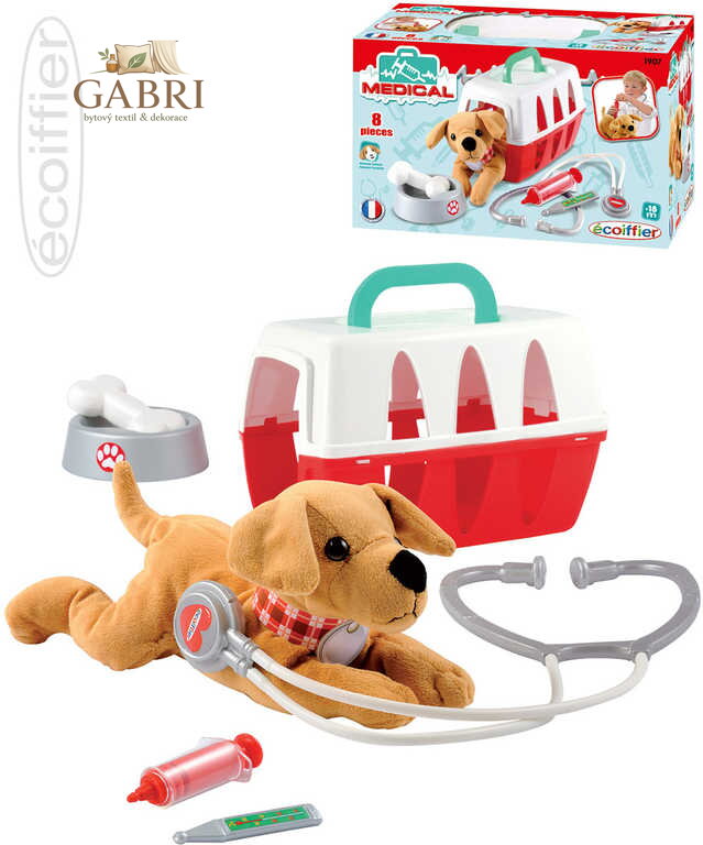 ECOIFFIER Baby kufřík pro veterináře set přepravní box s pejskem a lékařskými nástroji