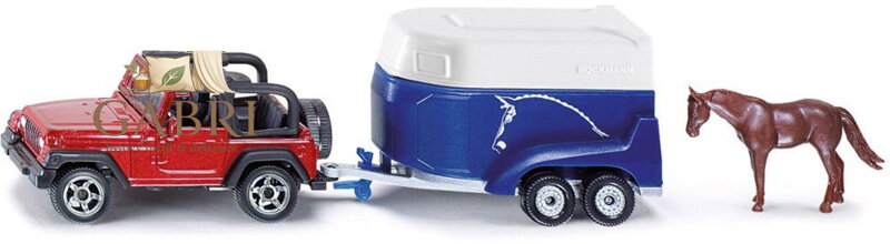 SIKU Blister Auto terénní vůz set s přívěsem a koněm kovový model 1651