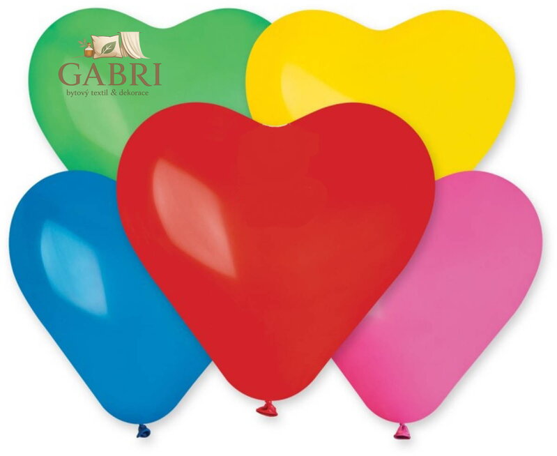 GEMAR Balónek nafukovací srdce pastelové barvy 25cm 5 barev 1ks