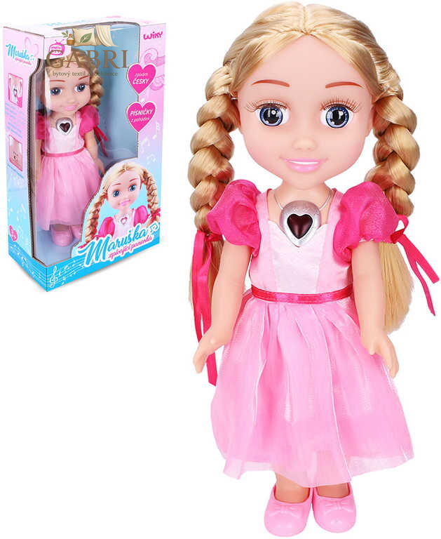 Panenka Maruška 33cm zpívající s copánky na baterie Světlo Zvuk v krabici