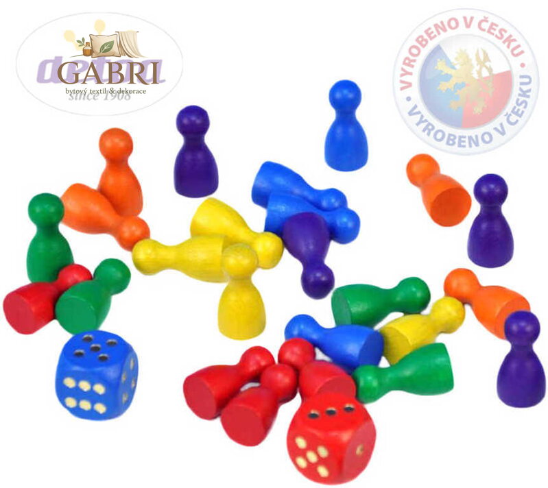 DETOA DŘEVO Figurky 25mm sada 24kusů + 2 kostky v sáčku