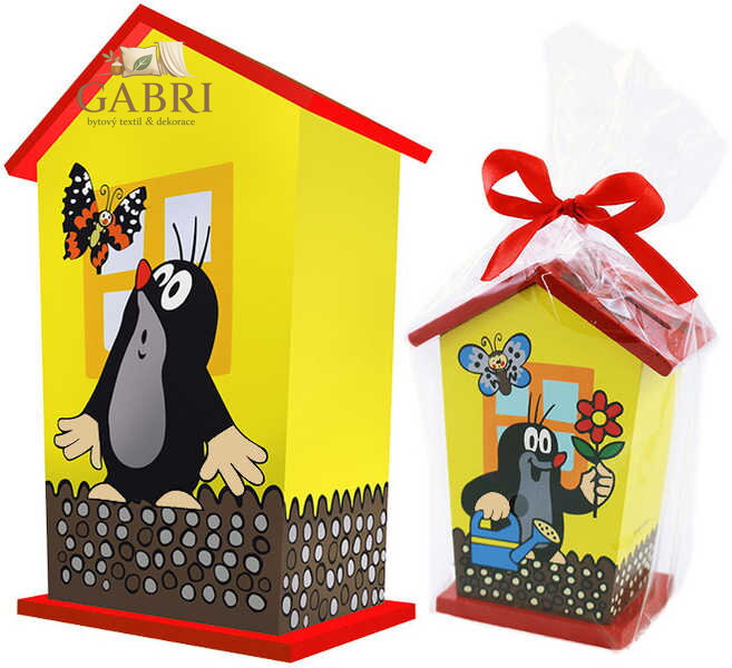 DŘEVO Pokladnička KRTEK domeček *DŘEVĚNÉ HRAČKY*