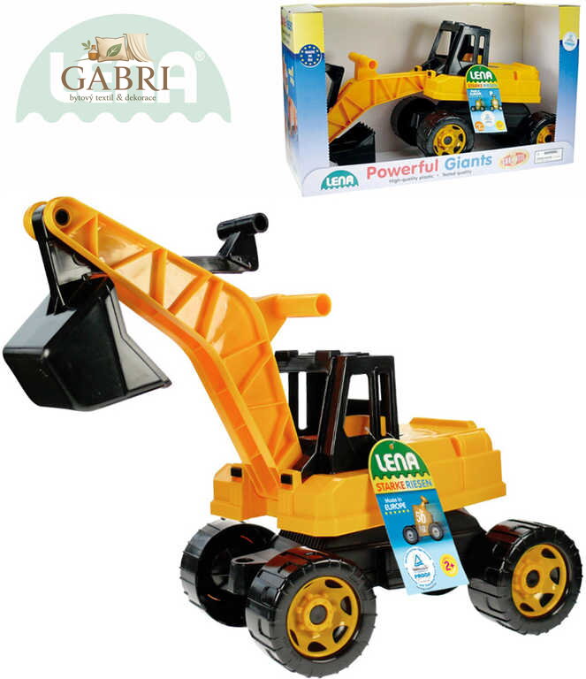 LENA Baby Bagr 70cm žluto-černý odrážedlo funkční odstrkovadlo plast 2047