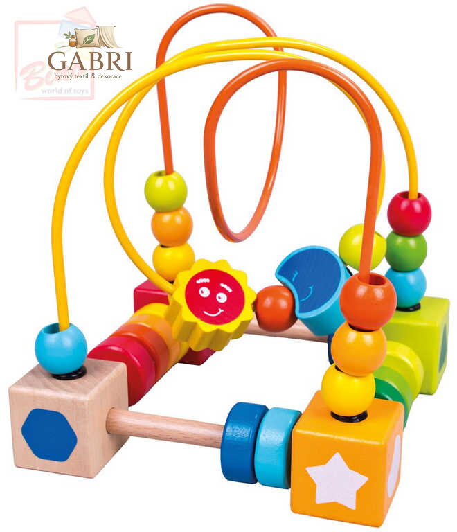 BINO DŘEVO Baby motorický labyrint s korálky pro miminko *DŘEVĚNÉ HRAČKY*