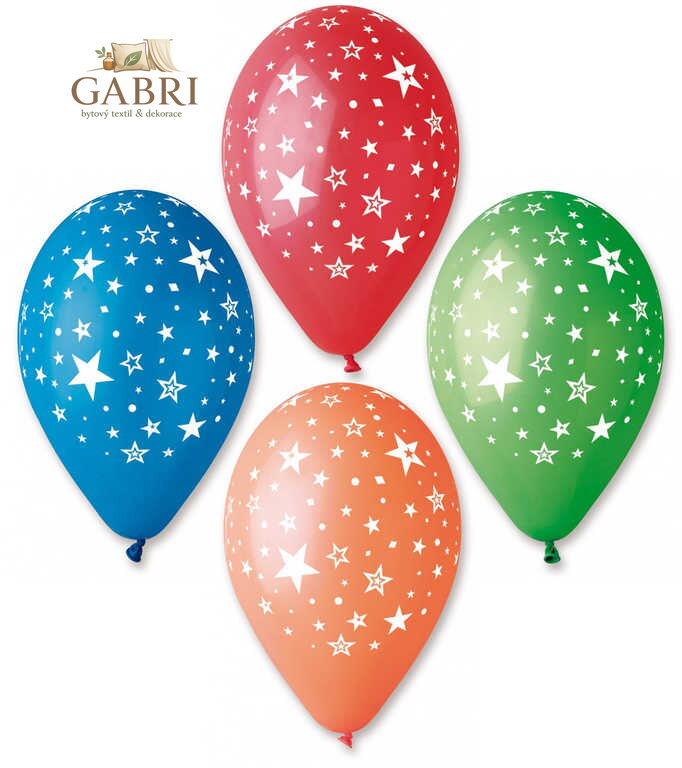 GEMAR Balónek nafukovací 30cm Pastelový potisk HVĚZDY různé barvy 1ks