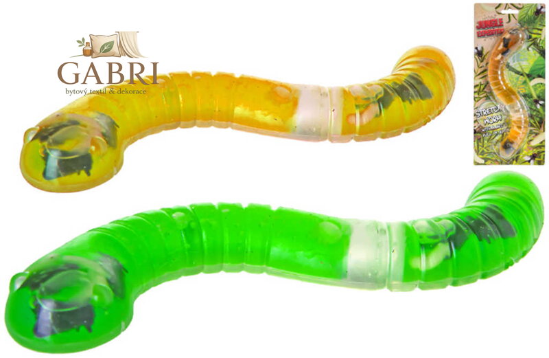 Zvířátko had gelový 25cm s larvami a hmyzem 2 barvy na kartě