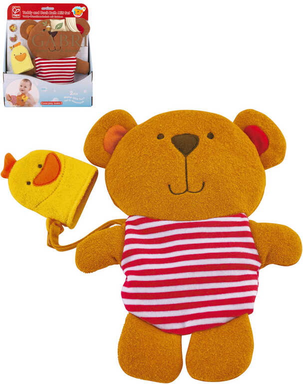 HAPE Baby žínka na umývání medvídek s kačenkou do vany na koupání