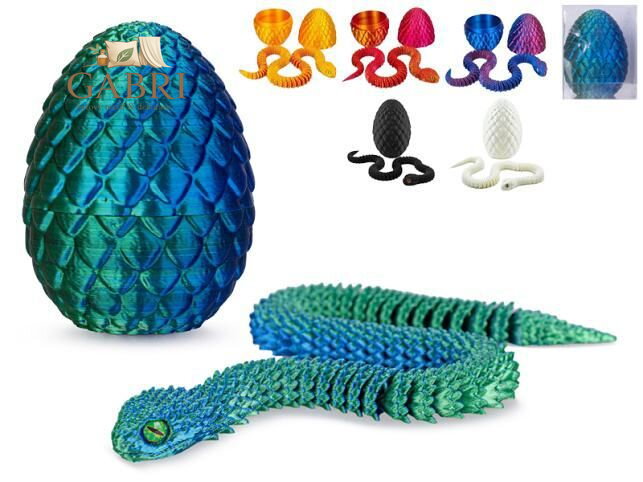 Vejce 8cm set s hadem 30cm 3D print 6 barev plast