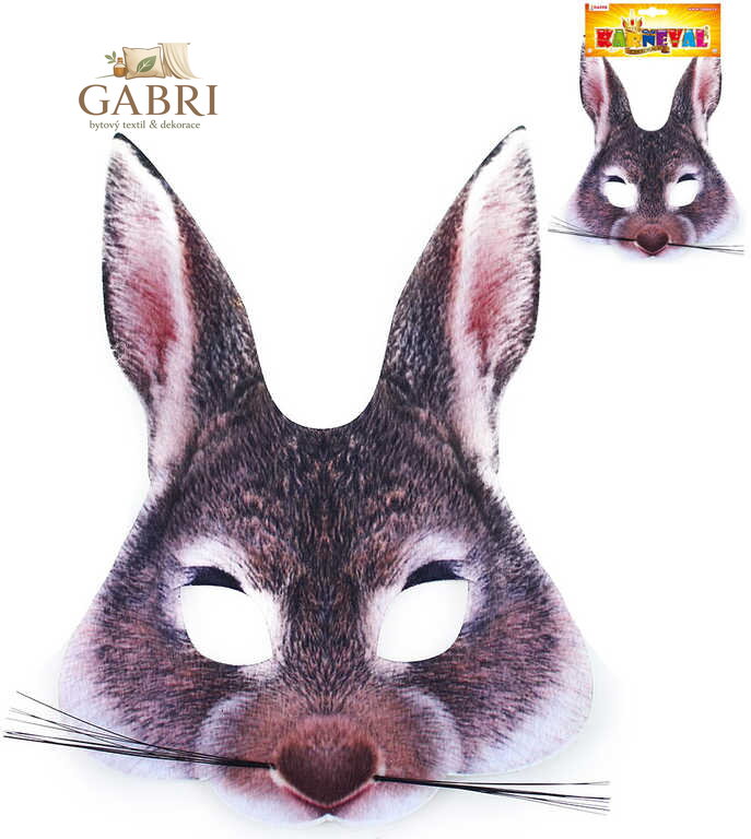 KARNEVAL Maska zvířecí Zajíc dětská látková škraboška KARNEVALOVÝ DOPLNĚK